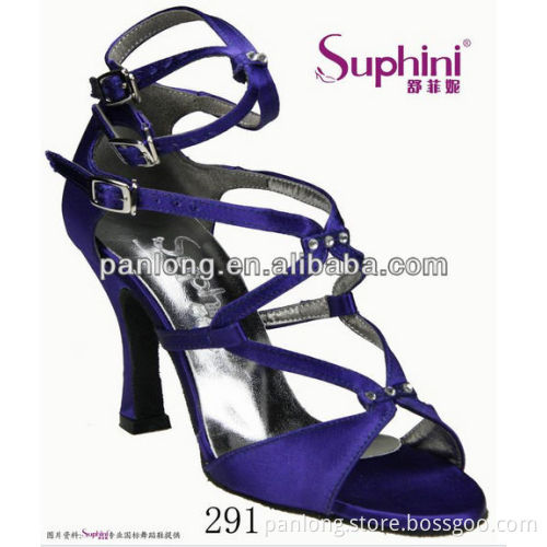 Suphini Purple Satin Flared heel Latin Dance Shoes